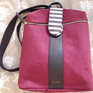 NEW Henri Bendel burgundy canvas backpack crossbody convertible bag